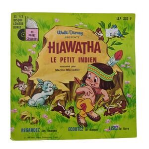 Marthe Mercadier Disney Hiawatha Le Petit Indien 1969 Vinyl Storybook LLP 330 F